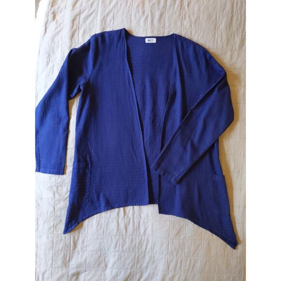 Heaven Size Small Women's Blue Linen/Cotton Waterfall Open Front Lightweight Top - Picture 2 of 8